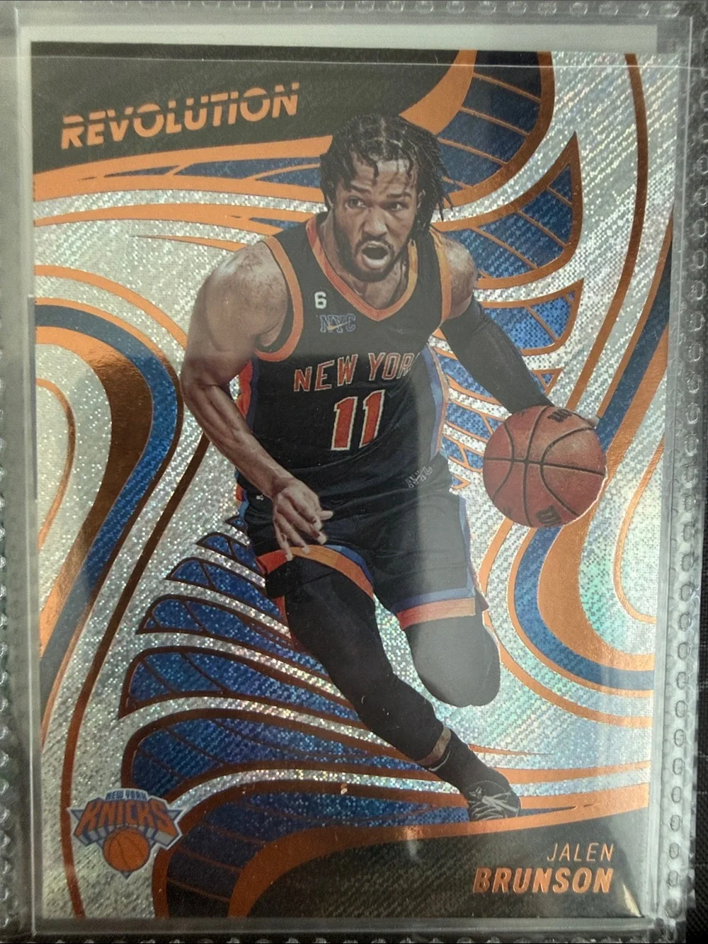 Revolution Jalen Brunson Knicks Blue Orange Silver Trading Card